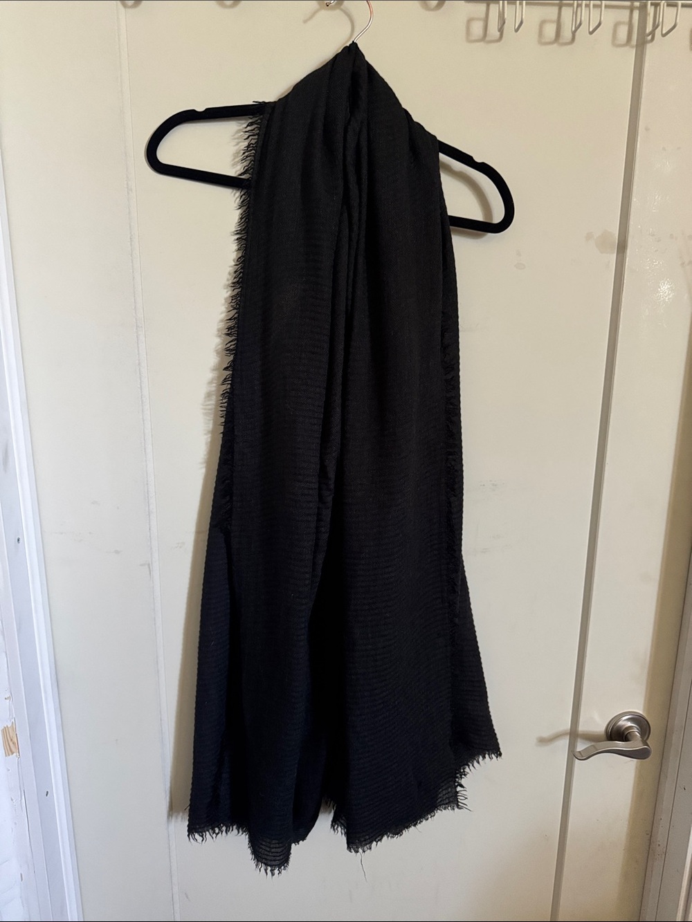 Suzy Shier Black Fringed Wrap Scarf